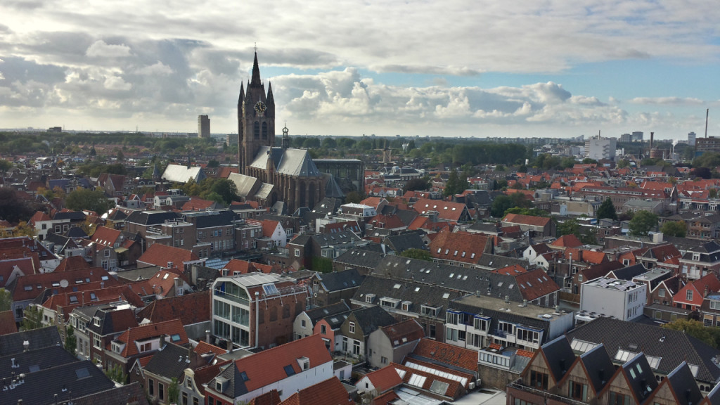 Delft and the Oude Kerk (Old Church) as viewed from Nieuwe Kerk (New Church)
